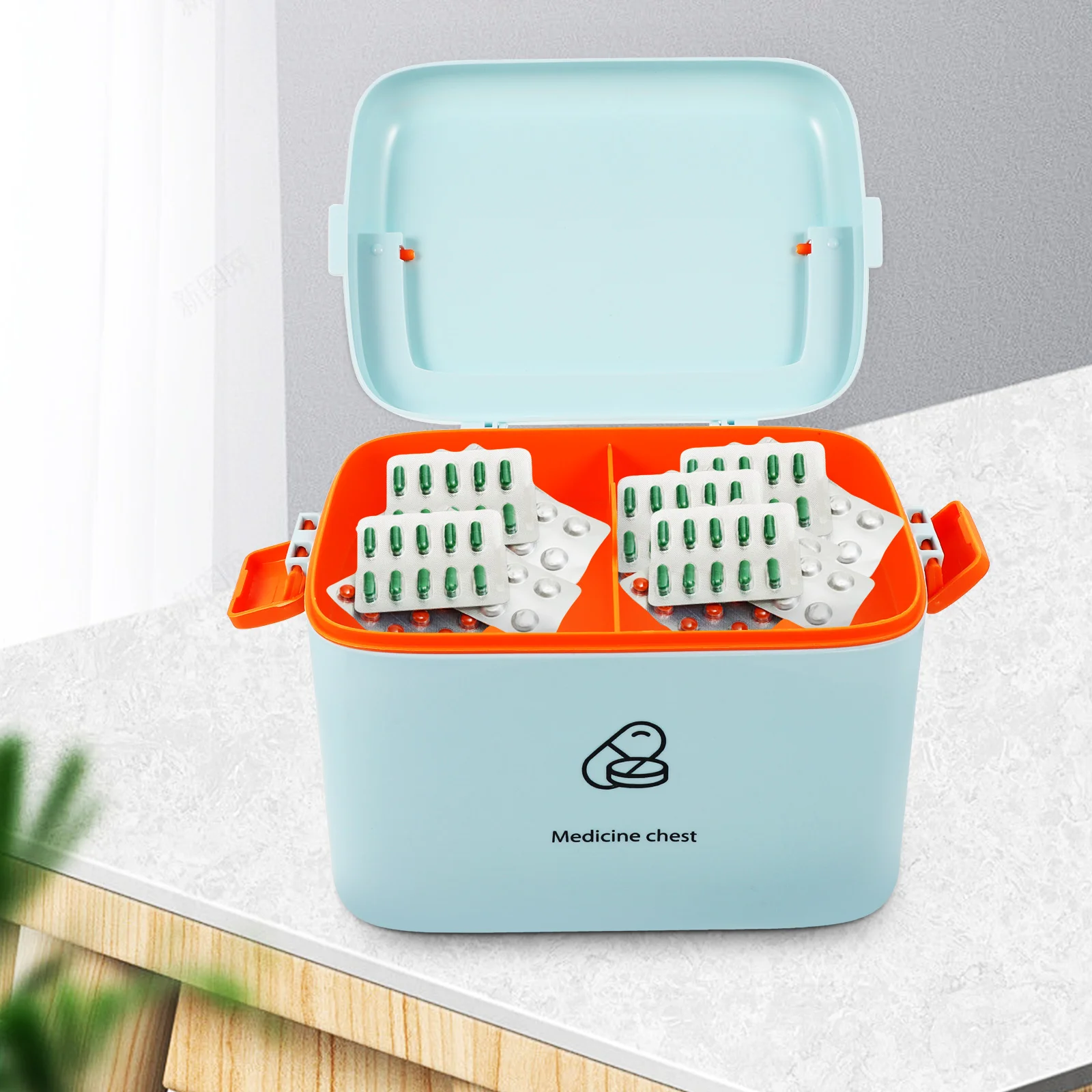 Portable Medicine Box Storage ganizer Abs Sealing Travel First Aid Case Large Capacity Double Layer Safety Clasp Easy Carry