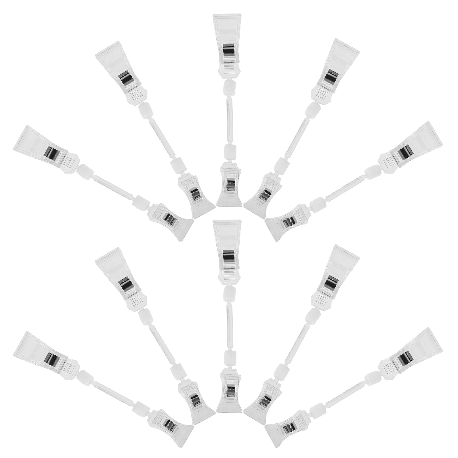 

10pcs Shelf Clip Sign Holder Display Rack Plastic Retail Swivel Clips Merchandise Poster Card Storage Adjustable Clamp
