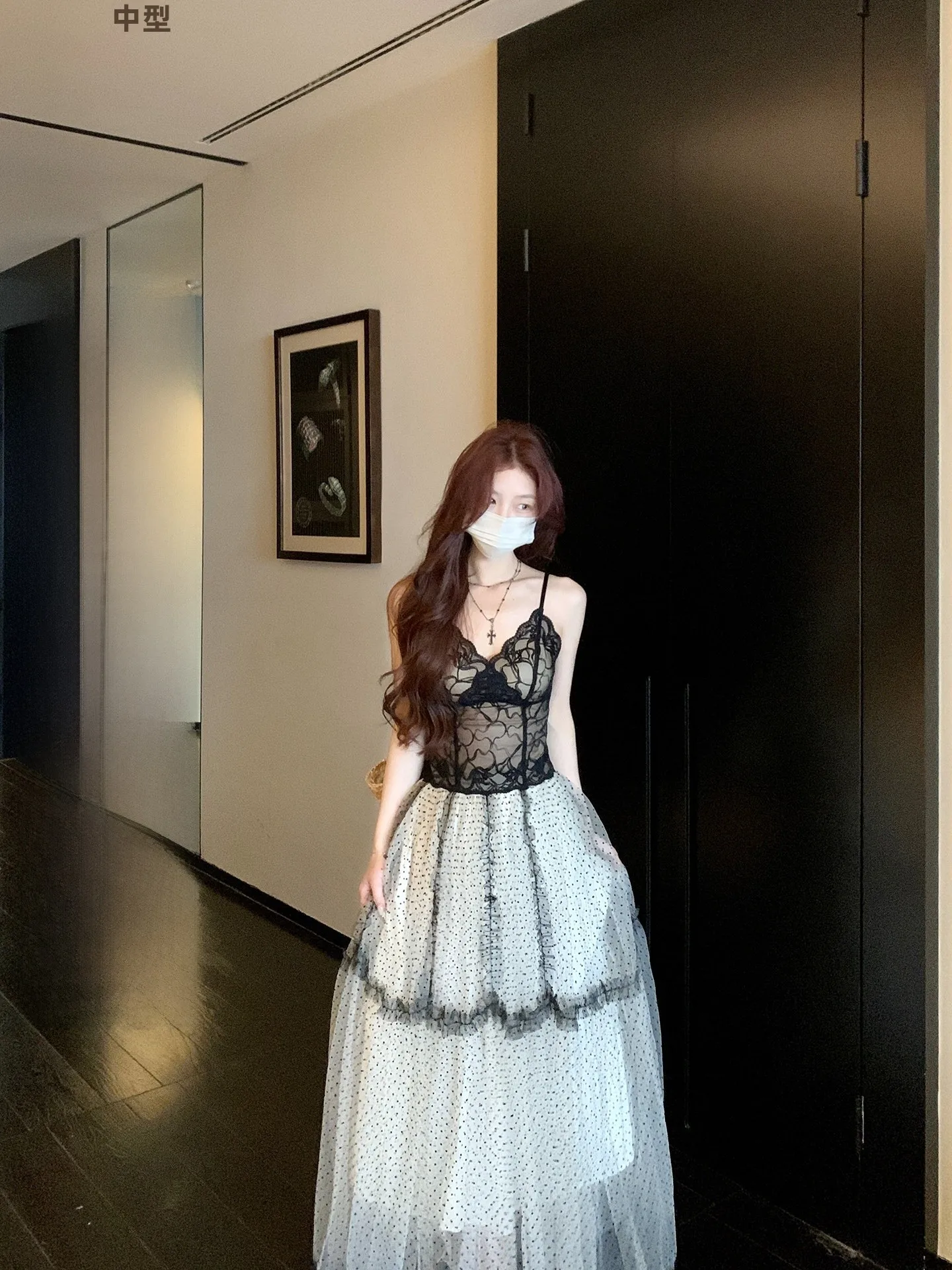 

Новая женская юбка А-силуэта в горошек для балета, летняя коллекция 2026 года, пышная юбка средней длины, элегантная миди-юбка из полиэфирного волокна