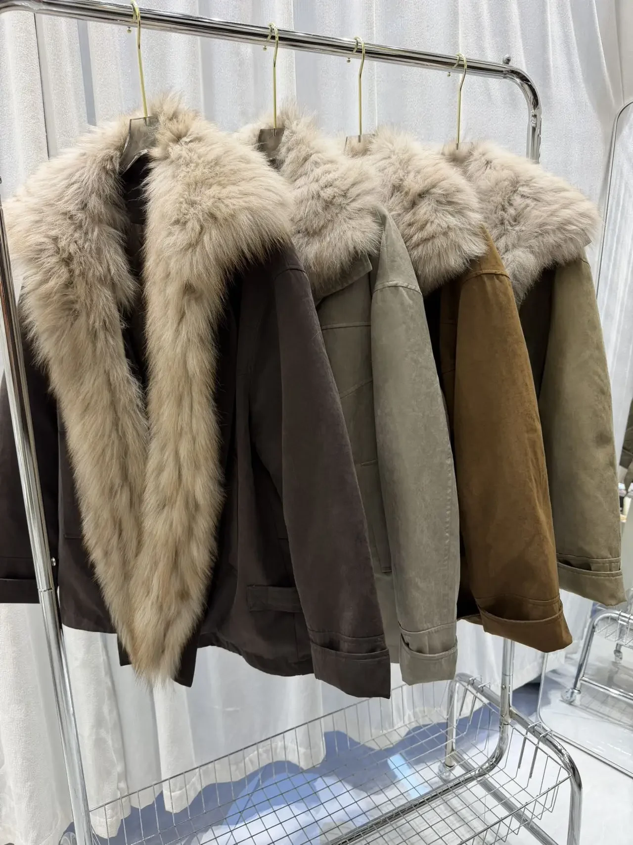 OFTBUY Winter Warm Real Suede Jacket Button Thick Padded Fashion Loose Outerwear Women Luxury Fox Fur Collar Goose Down Parka