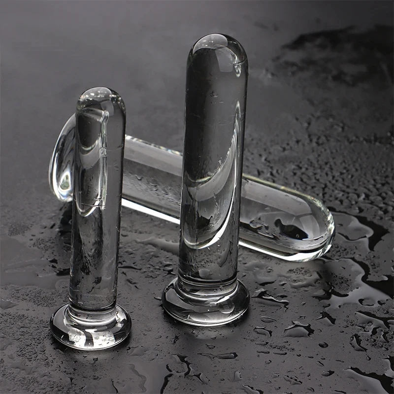 قضبان اصطناعية زجاجية كريستالية شفافة ، قضيب الاستمناء ، سدادة شرجية لاصقة ، تحفيز مهبلي ، ألعاب مثيرة ، 3 أحجام ، شفافة #1