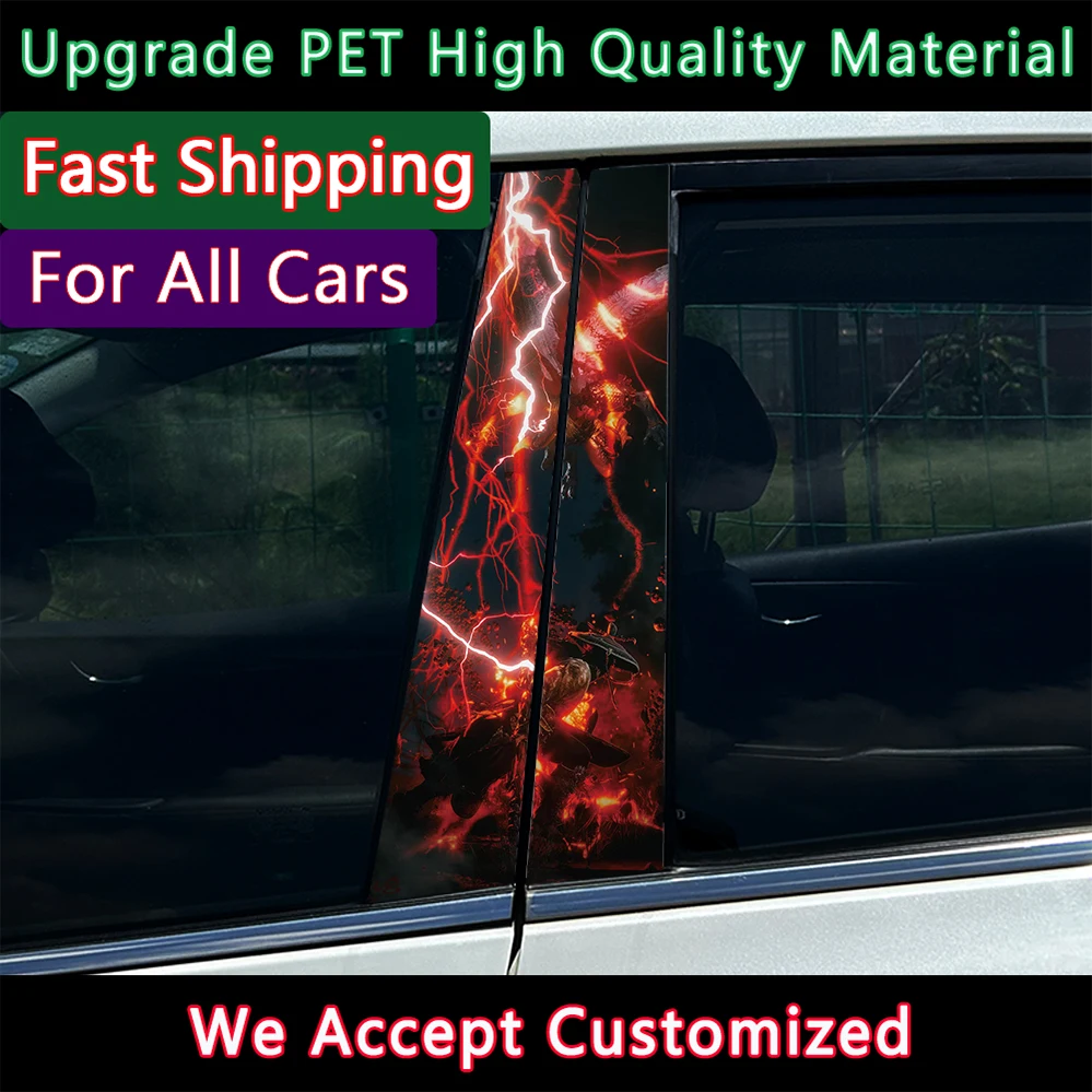 JDM Samurai Anime Car Stickers, Auto Tattoo, B Pillar, Waterproof Center Colonne Decor, Scratch Cover, DIY Doors Decals