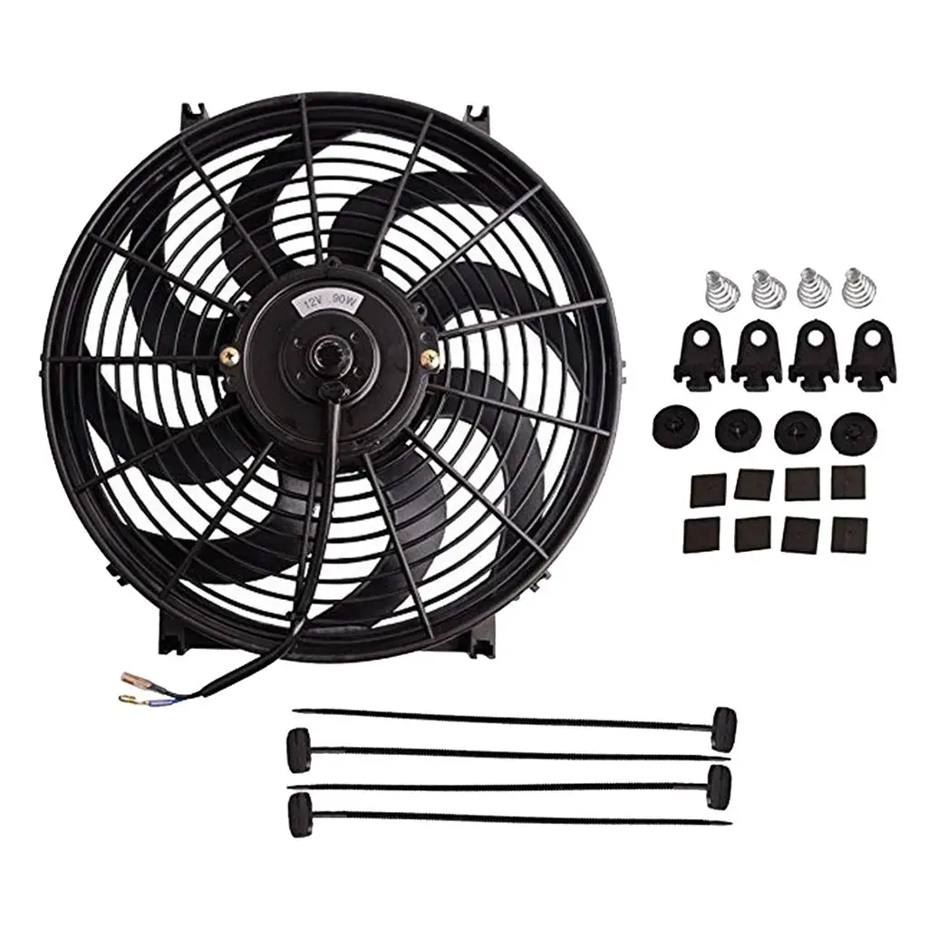 Electric Car Vehicle Radiator Cooling Fan, Universal 14 Inch Fitting, Black