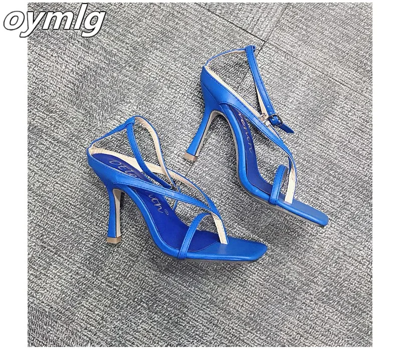 Women Shoes Woman Pumps Sandals High Heels Shoes Flip Flops 9CM High Heels Ankle Strap Summer Pumps 2020 Sexy Square Toe Sandals