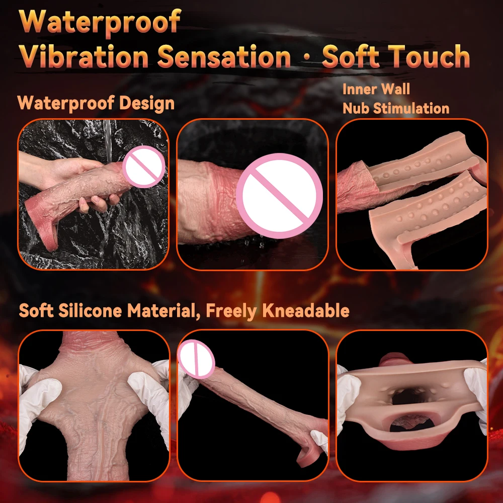 GBAR 10 طرق تهتز القضيب كم غطاء الديك واقعي للغاية سيليكون مدلك الجنس لعب للكبار الرجال متعة مثير متجر #6