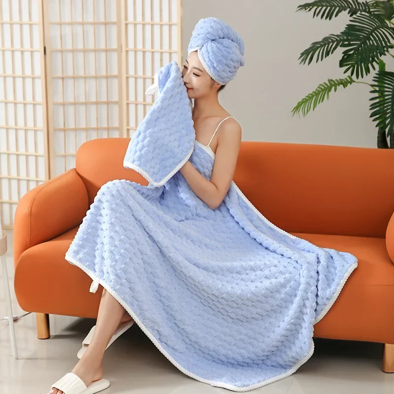 

1 pce Coral Velvet Cloud Lattice Bath Towel Absorbent Soft Bath Towel Bath Towel