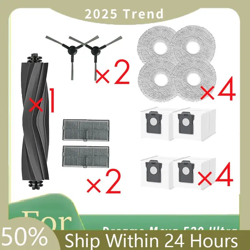 A75X Top 13 Uds para Dreame Mova E30 Ultra cepillo lateral de rodillo filtro HEPA almohadilla de fregona bolsa de polvo accesorios Ultra duraderos