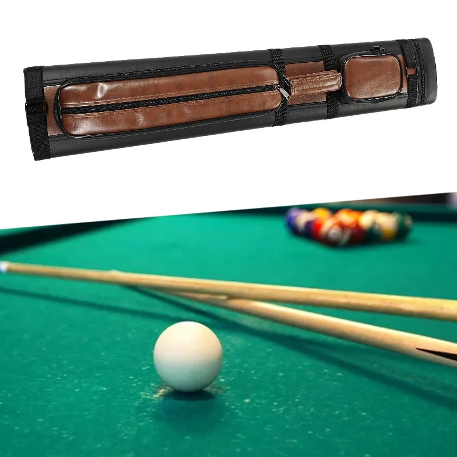 Billiard Pool Cue Carrying Bag Pool Cue Case Equipment with Zipper Portable 2butts 2Shafts Carry Handbag Outdoor Storage Box