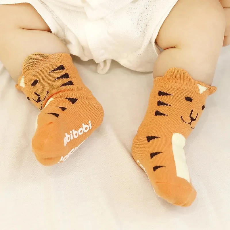 Cartoon Baby Socks For Girls Boys Cotton Kids Boys Girls Socks Cute Print Toddler Children\'s Socks Anti Slip Age For 0-3Years