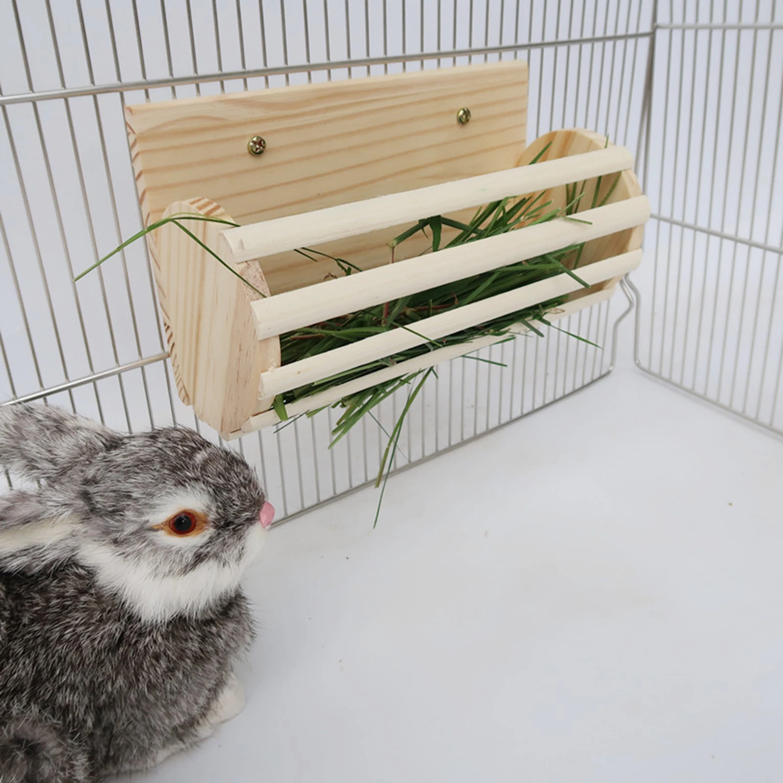 Chinchilla Hay Rack Bunny Hay Feeder Manger Wooden Rabbit Food Dispenser Grass Holder for Hamster Rabbit Cage Accessories