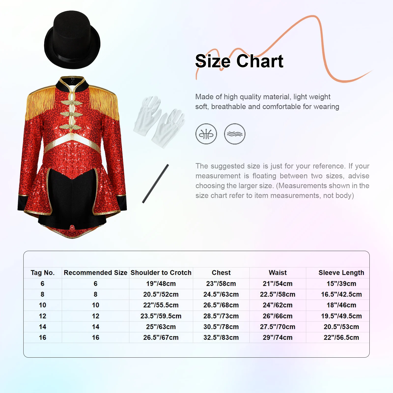 Circo mágico cosplay traje para crianças, ringmaster circo ringmaster bodysuit com chapéu, luvas e conjunto de varinha para meninas, varinha do Dia das Bruxas