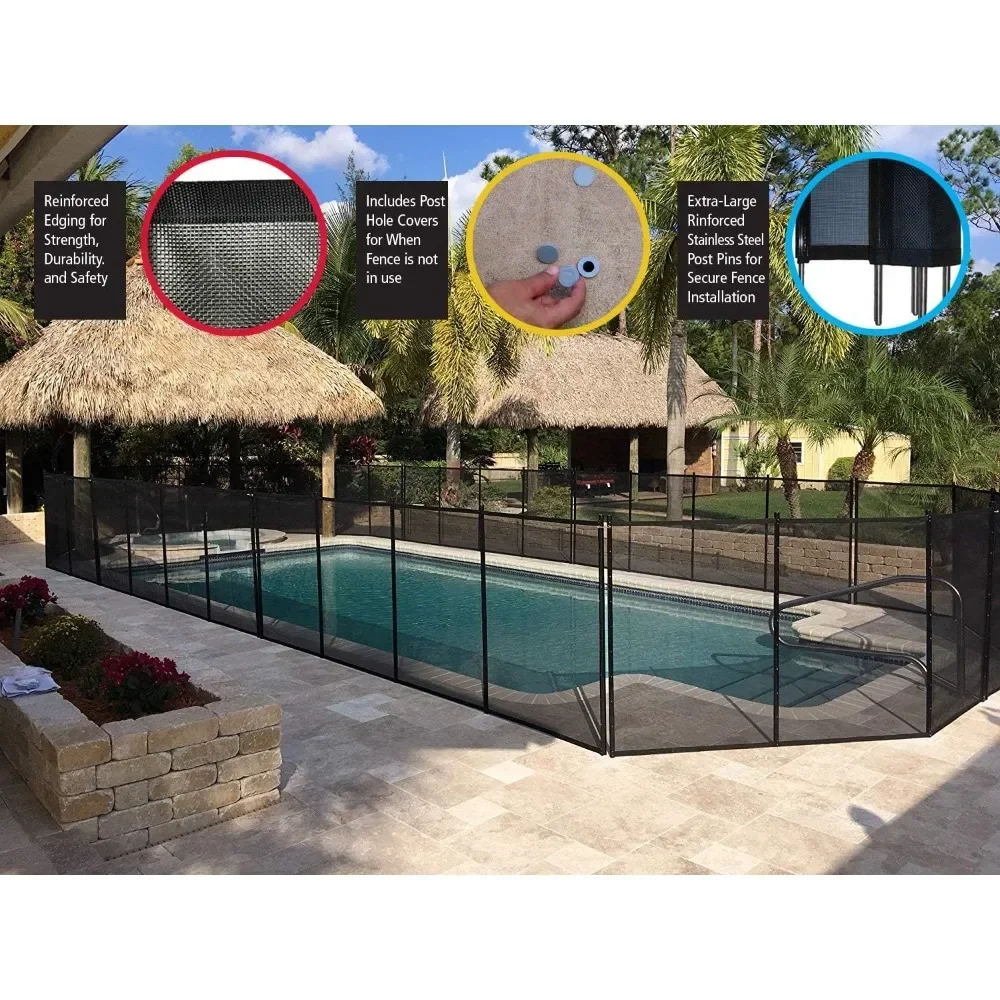 

Pool Fence 5’ X 12’ Movable Child Safety Pool Fencing Easy Installation with Hardware Included,5 Foot Inground Pool Mesh Fence