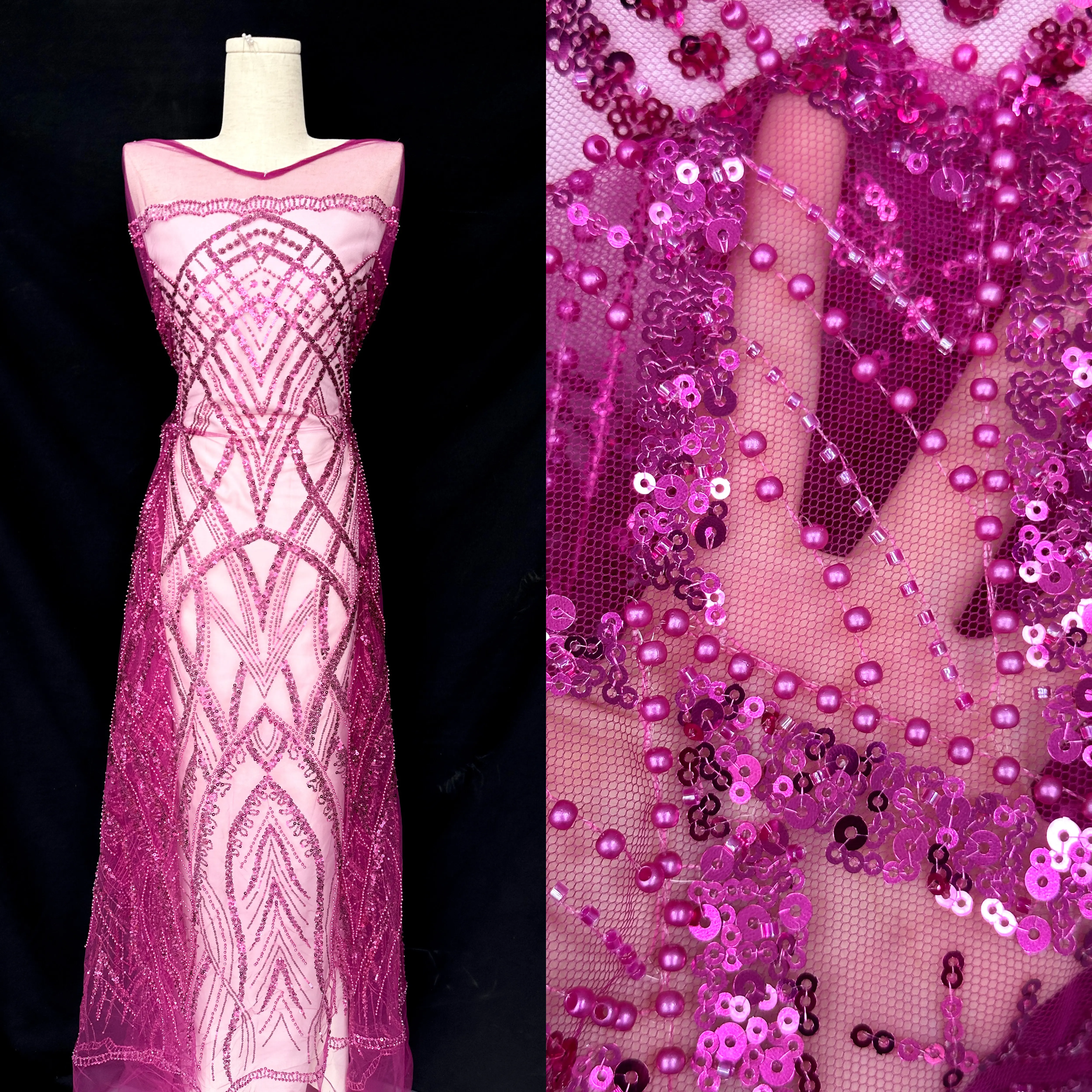 

Роскошная африканская кружевная ткань с блестками и бисером, высокое качество, нигерийский тюль, сетчатая кружевная ткань, 5 ярдов для женщин, свадебное платье