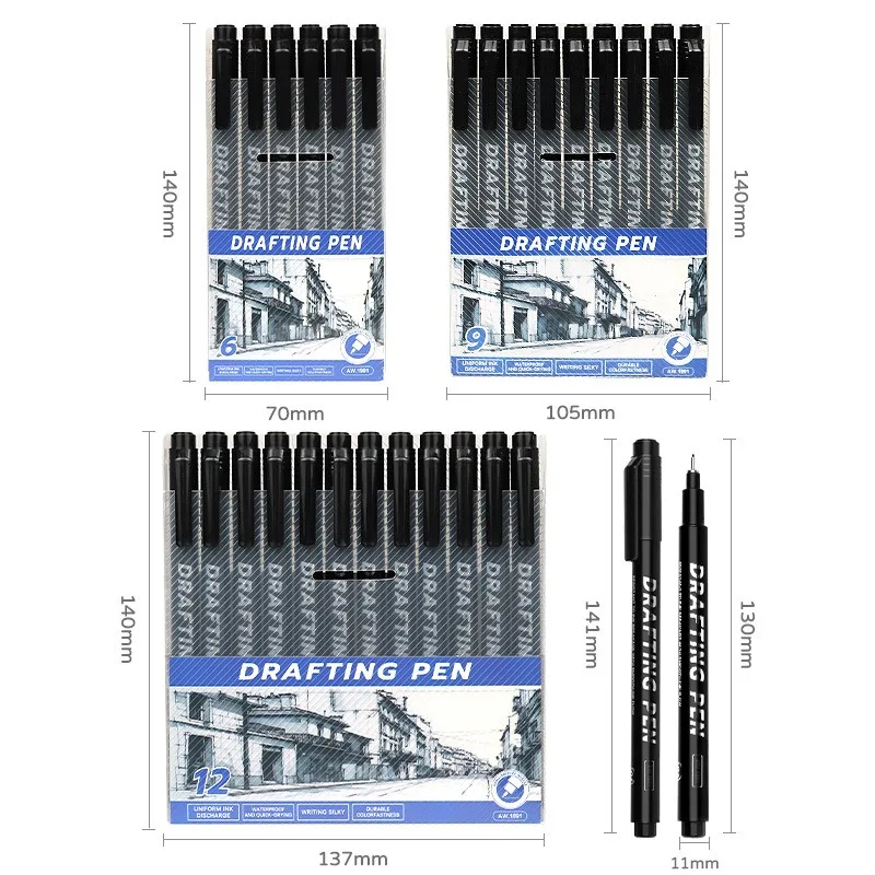 Imagem -03 - Micron Ink Marker Pen Pigmento Liner Desenhar Manga Esboçando Agulha Gancho Line Pen Esboço Papelaria Grupo Art Supplies 12 Pcs