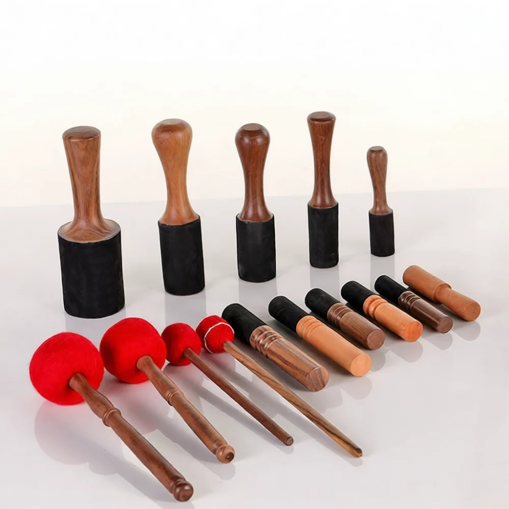 Handmade Singing Bowl Mallet Leather Wrapped Wooden Striker Meditation Sound Therapy Relaxation Accessory Essential Tool