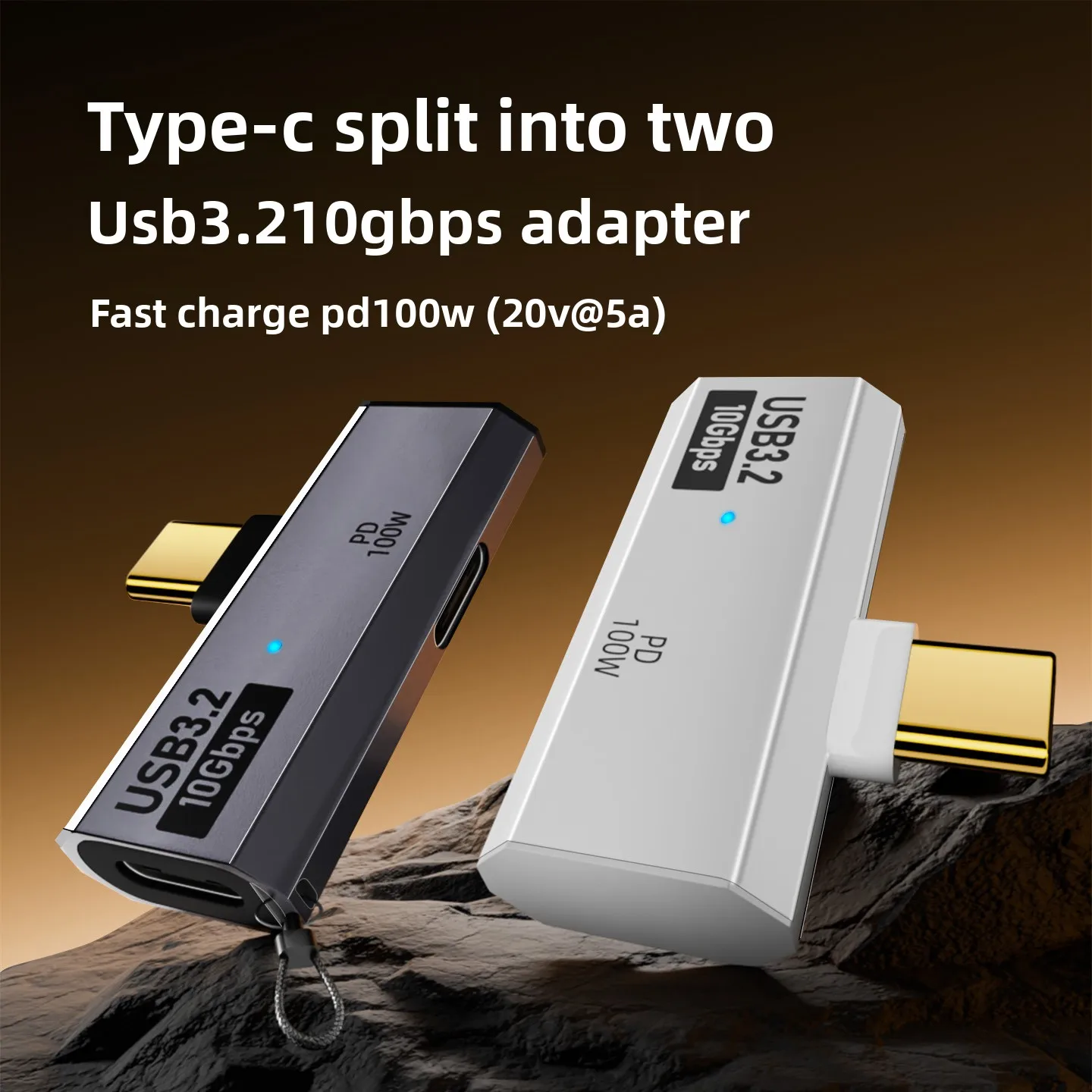 

Type-C To Dual C Port Adapter OTG Converter, Supports USB 3.0 Expansion and Simultaneous Charging PD 100W