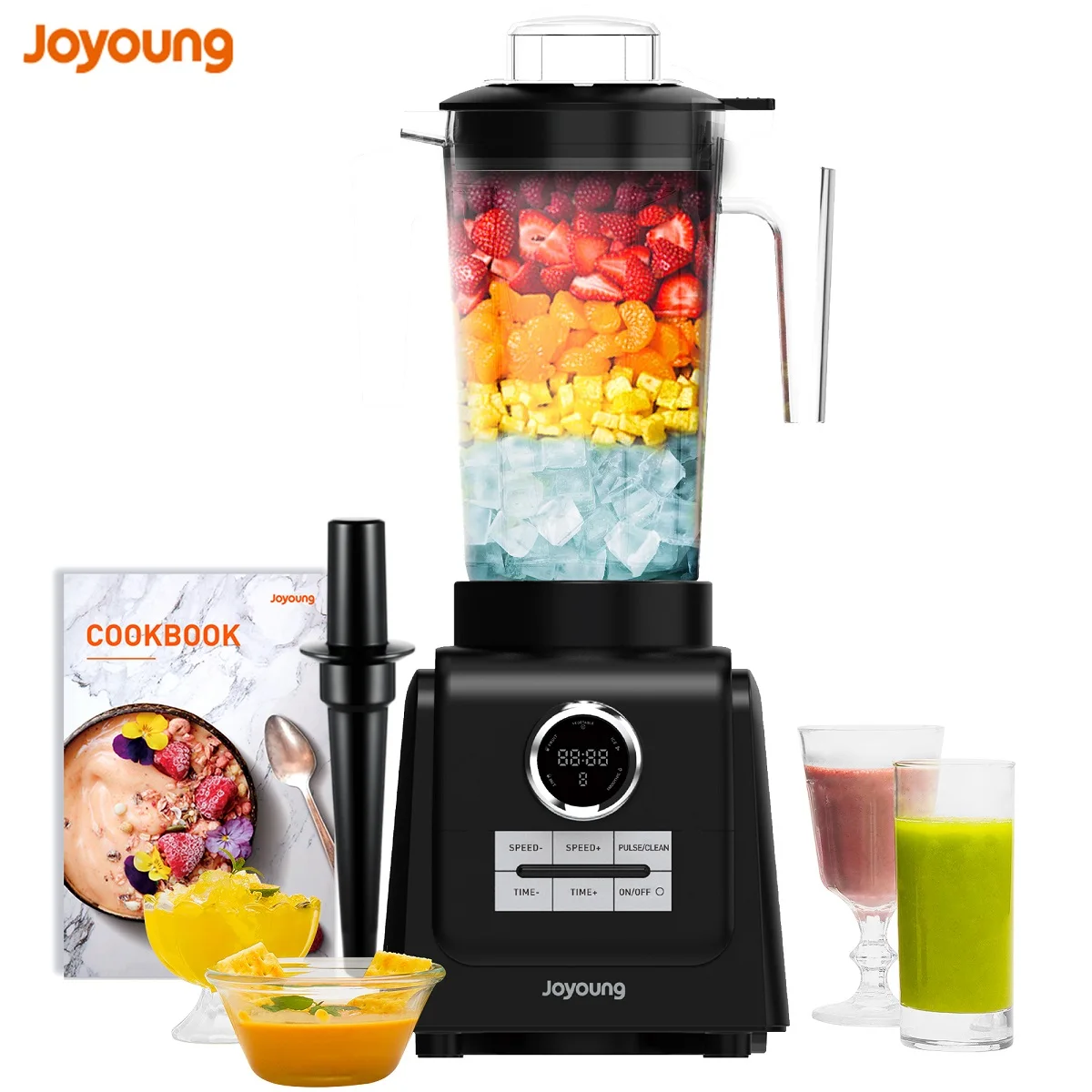 JOYOUNG Blender for Shakes and Smoothies with LED Screen 5 Programs 68oz Blender for Smoothies 1300W 10 Speeds Smoothie Blender