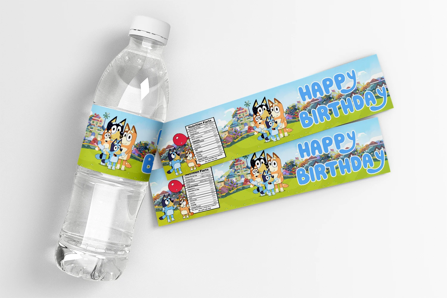 Bluey Water Bottle Labels for Bingo Family Party Supplies Toys Birthday Decorations Stickers for Boys Girls Baby Shower Party