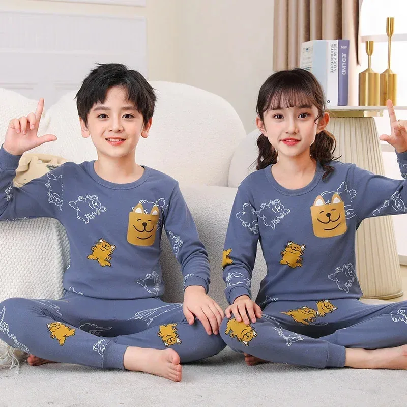 Pijamas infantiles para niños 2 4 5 6 7 8 9 10 11 12 13 14 años Conjunto de ropa de dormir de algodón Pijamas de Navidad Ropa de Pijamas verdes para niños