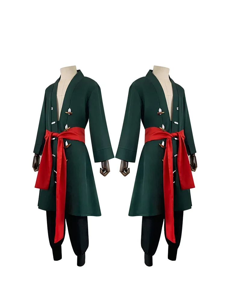 Anime Roronoa Zoro Costume Cosplay Kimono da uomo giapponese Robe Stage Performance Green Adult Cape costumi per feste di Halloween