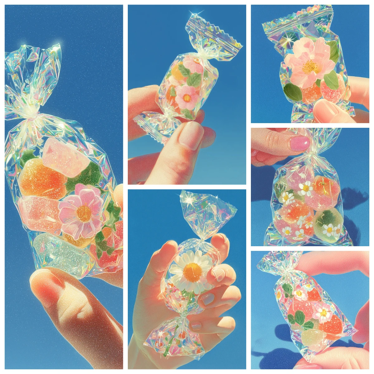 

500PCS Iridescent Flower Candy Jigsaw Puzzle, Cute Pastel Art Educational Games Colorful Puzzles Gifts Home Decor