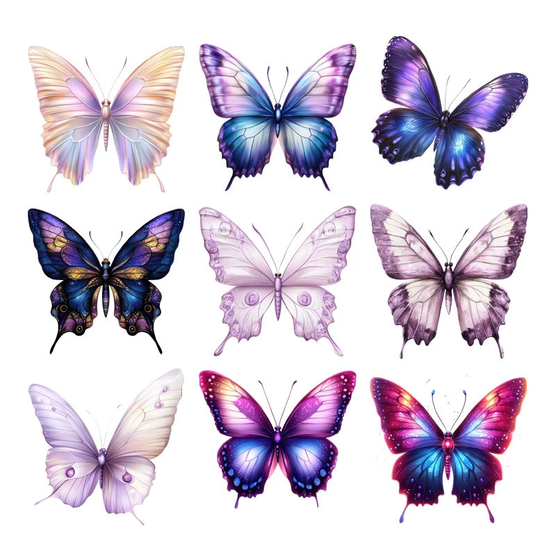 Dancing butterflies in dark and light colors iron stickers,used for patching girls' T-shirts,DIY painted DTF for women's hoodies