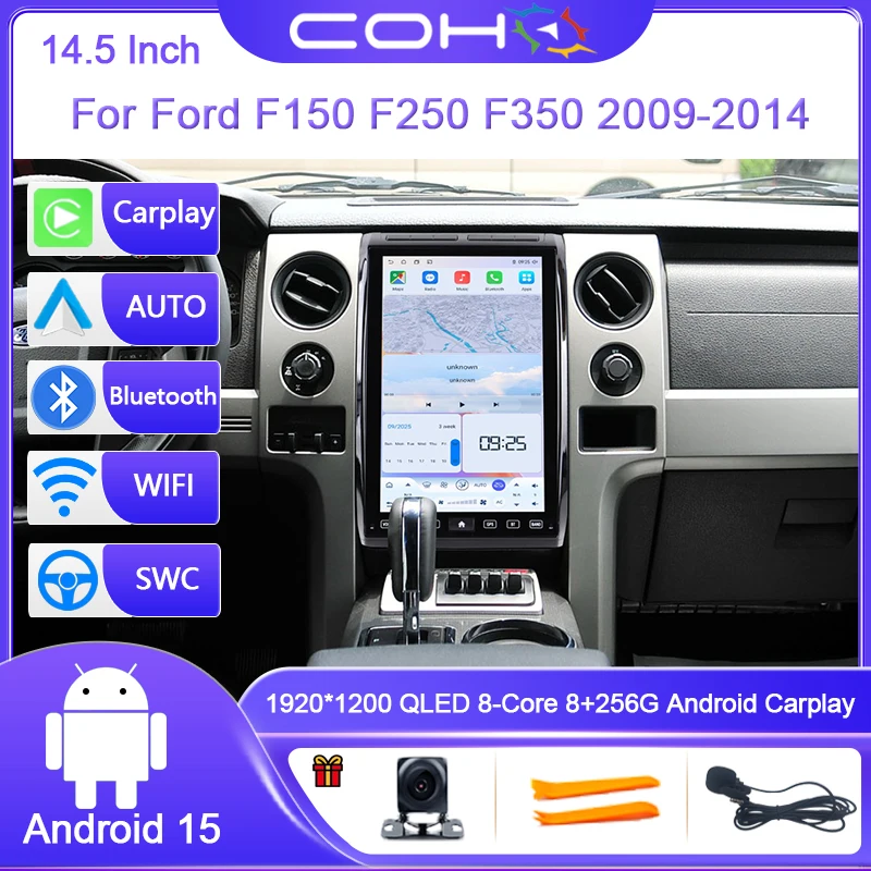 

14.5 Inch For Ford F150 F250 F350 2009-2014 Car Multimedia Player GPS Navigation Radio Android 15 8G+256G Octa Core 4G WIFI SIM