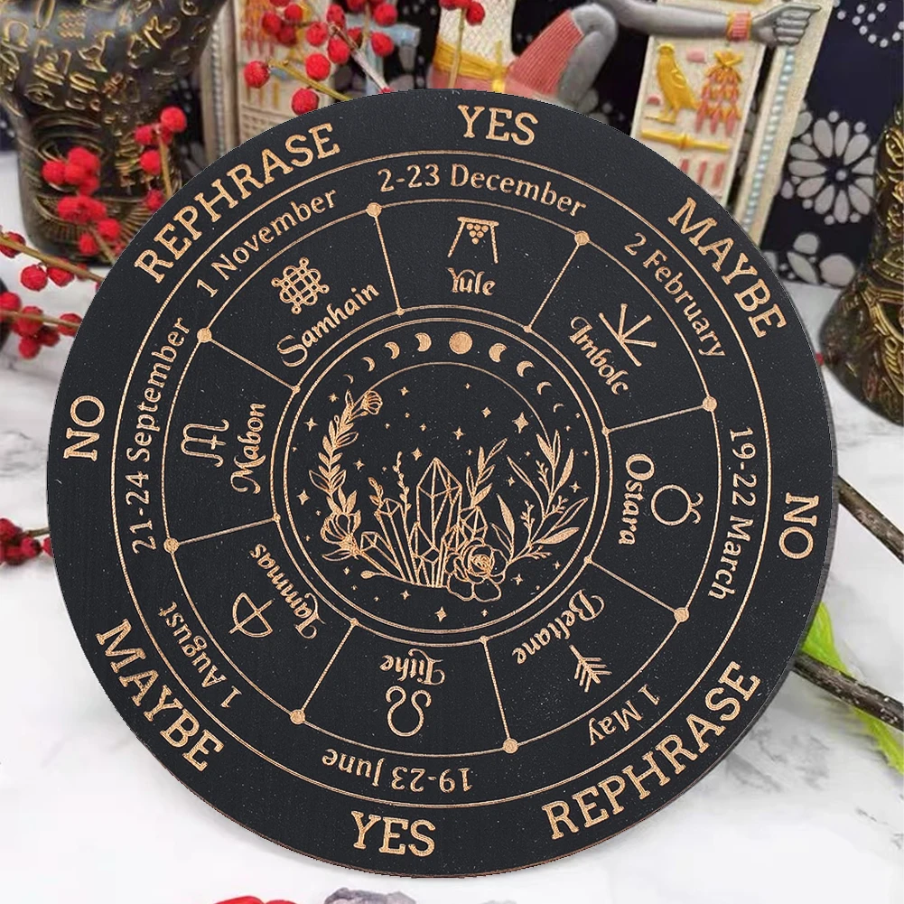 Round Board Crystal Energy Pendulum Board Horoscope Moon Phase Black Decision Plate Metaphysical Healing Fortune Telling Toys