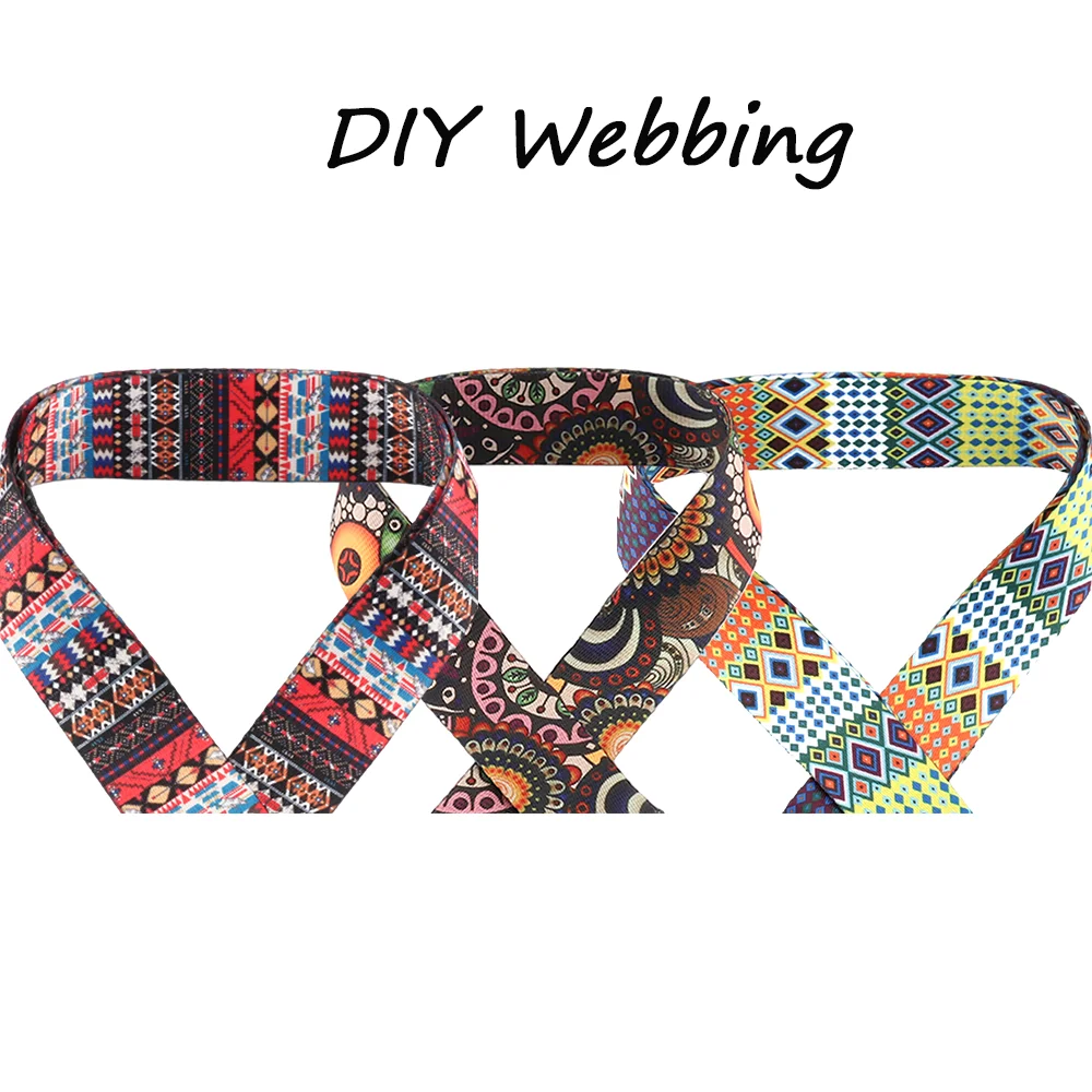 38mm 5/10/20/50Yards Polyester Webbing High-density fabric High Quality Printed Multicolor Guitar Strap Sewing DIY Accessories