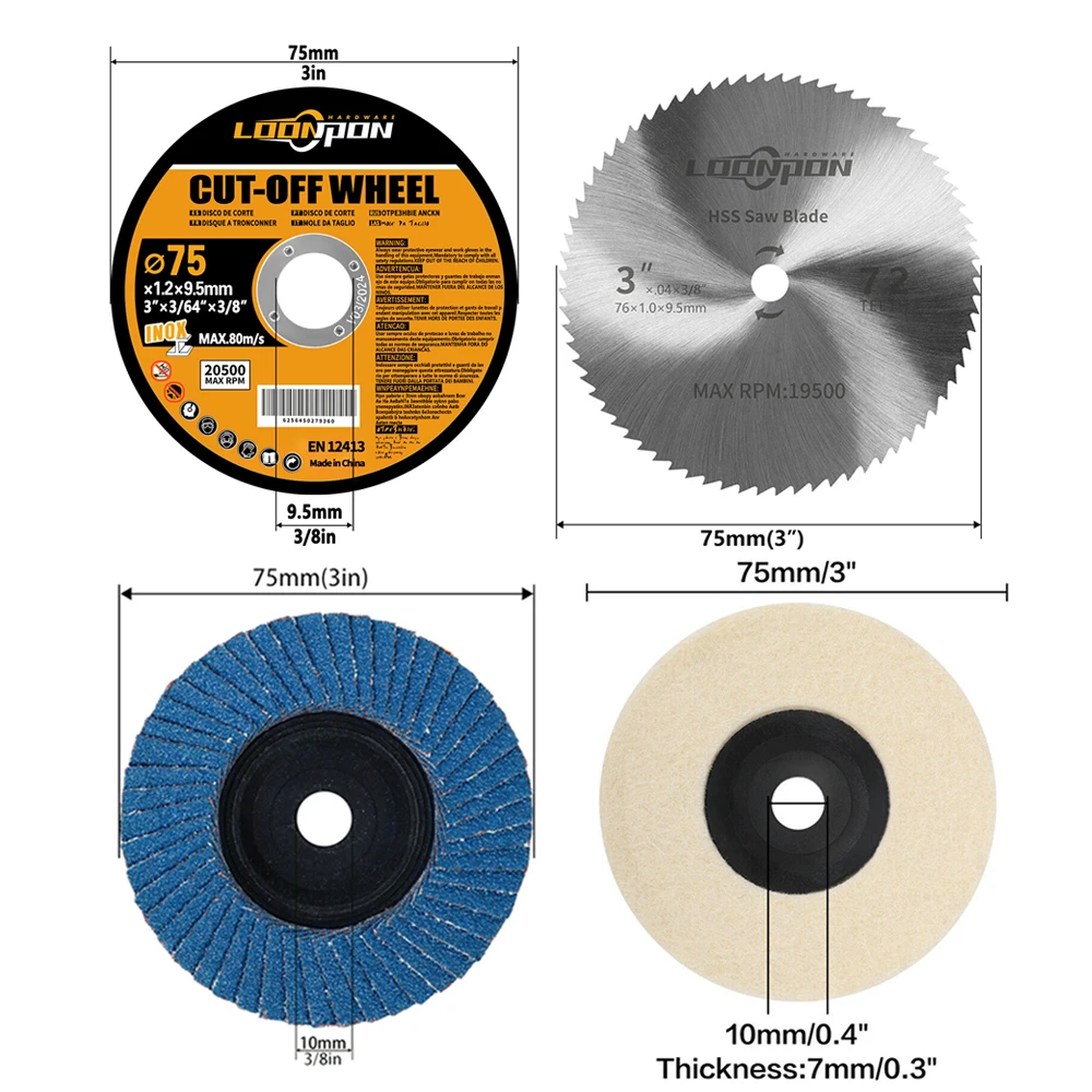 20PC Grinding wheel Metal cutting disc Polishing sheet Polishing Wheel Felt Wool Buffing Polishers Pad For 12V Angle Grinder