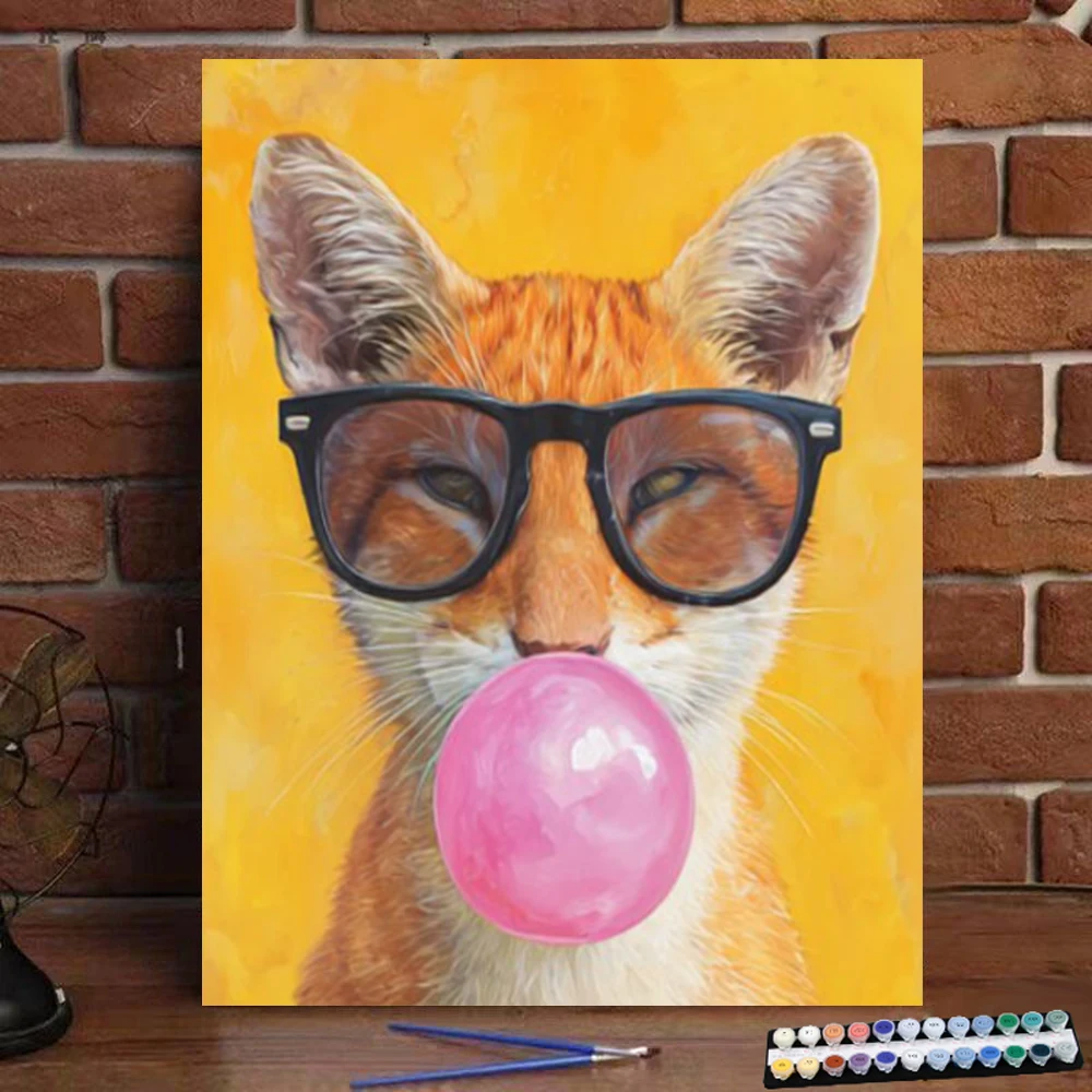 

Картина по номерам, кошка, выдувные пузыри, цифровая картина, ручная работа, подарок для взрослых и детей, украшение на стену D