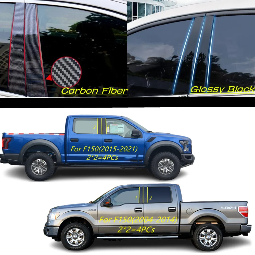 PC Material Pillar Post Cover Door Trim Window Molding Sticker Plate Accessories For Ford Raptor F-150 F150 2004-2014 2015-2021