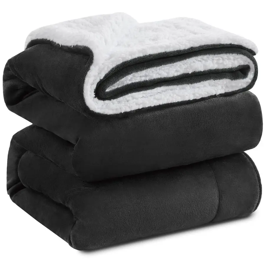 

Sherpa Fleece Queen Size Blanket for Bed Extra Warm and Heavy Thick Blankets for Winter, Super Soft 500GSM Plush Blanket, 90X 90