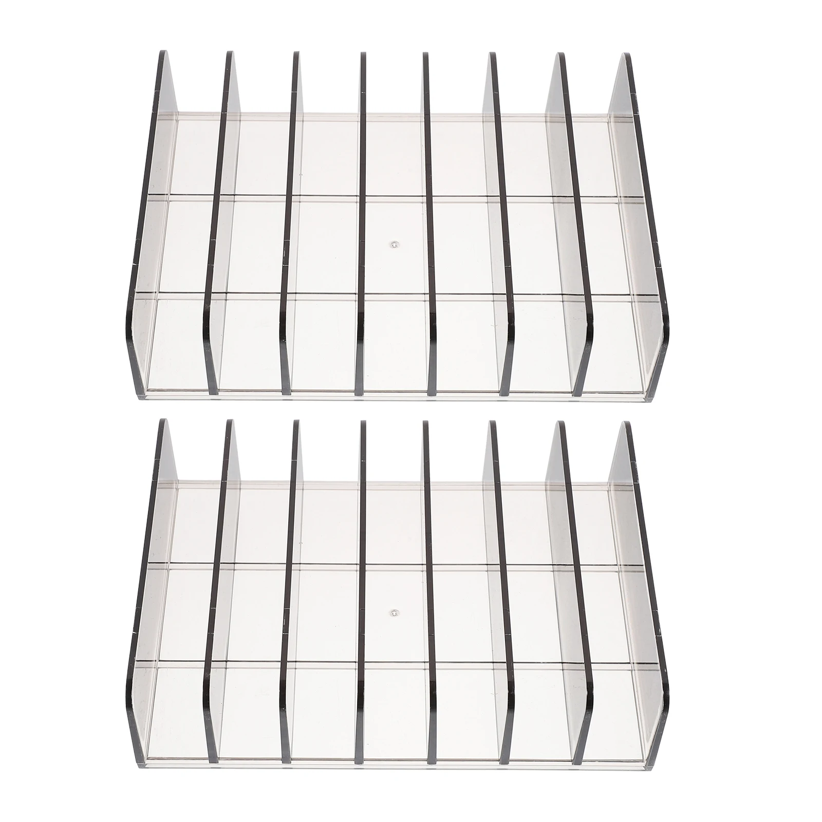 

2pcs Cash Storage Box Acrylic Money Tray Compartments Bills Coins Large Clear Gray Currency Till Drawer Register
