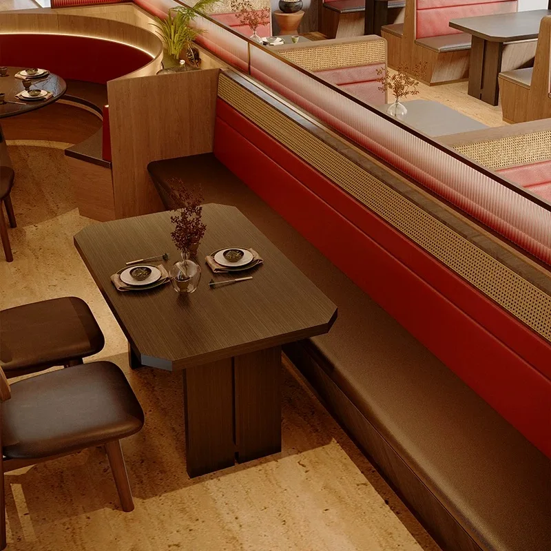 Commercial Customized Tables and Chairs Modern Restaurant Booth Seating Commercial Sofa Curved Booth Seating Furniture