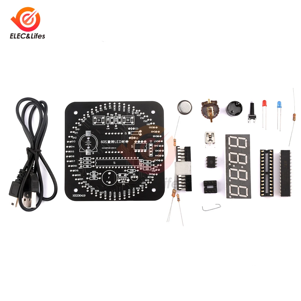 Imagem -03 - Digital Faça Você Mesmo Eletrônico Relógio Kit Controle de Luz Rotação Temperatura Led Tempo Display Conjunto de Ferramentas para a Prática de Solda