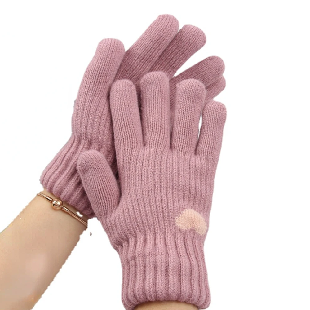 

Ladies Gloves, Winter Warm Solid Color Double Layer Velvet Thickened Student Cycling Gloves, Touch Screen Gloves