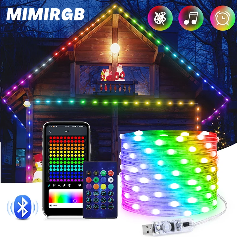 20m USB LED String Licht Smart App Controller DIY Weihnachts baum Girlande RGB adressierbare Lichterketten Party Outdoor-Dekoration