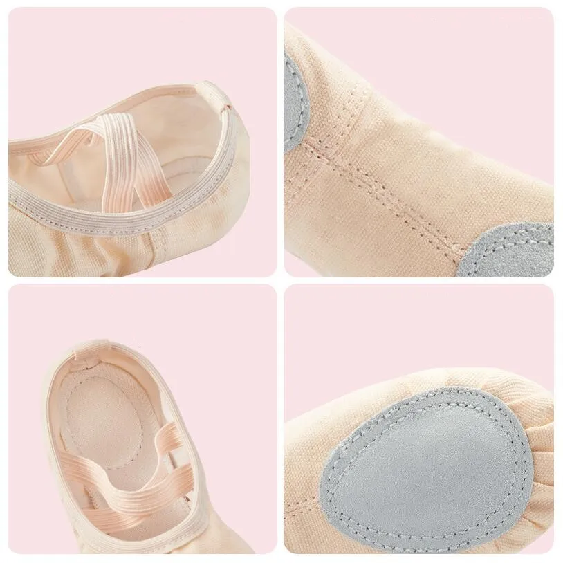 Bambini adulti ballerine scarpe in tela ragazze pantofole da ballo per le donne scarpe da allenamento per balletto con suola morbida piatta scarpe