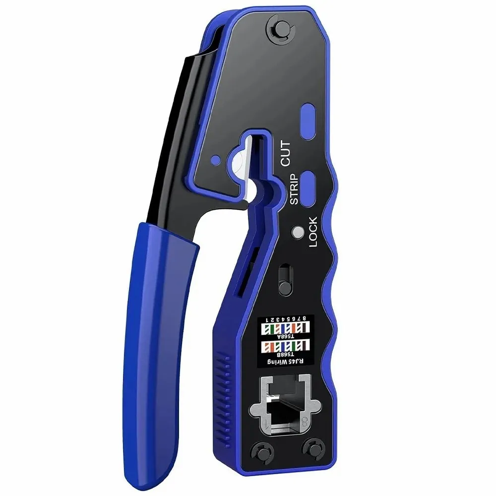 Natalink RJ45 Crimpzange Pass Through Crimper Abisolierzange Cutter für Cat6A Cat6 Cat5 8P8C RJ45 Kabelabisolierwerkzeug Connecto