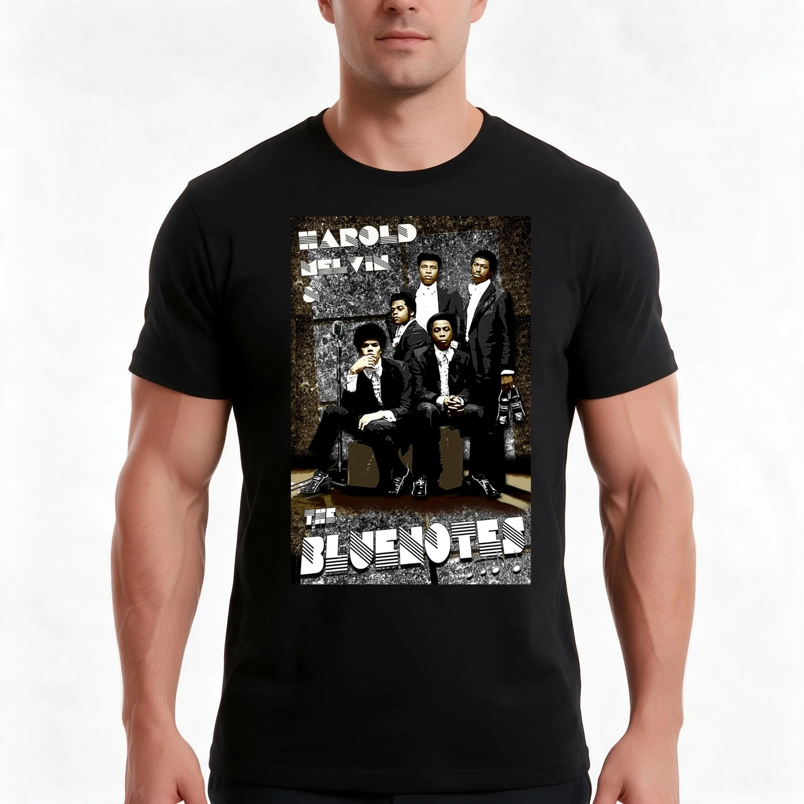 Harold Melvin & The Bluenotes Poster T-Shirt, Summer Casual Cotton Tee, Oversized Streetwear Tops, Vintage Graphic Print