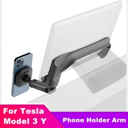 Braccio di estensione del supporto del telefono cellulare per caricabatterie Wireless magnetico per auto Tesla Model 3 Y Wireless 15W