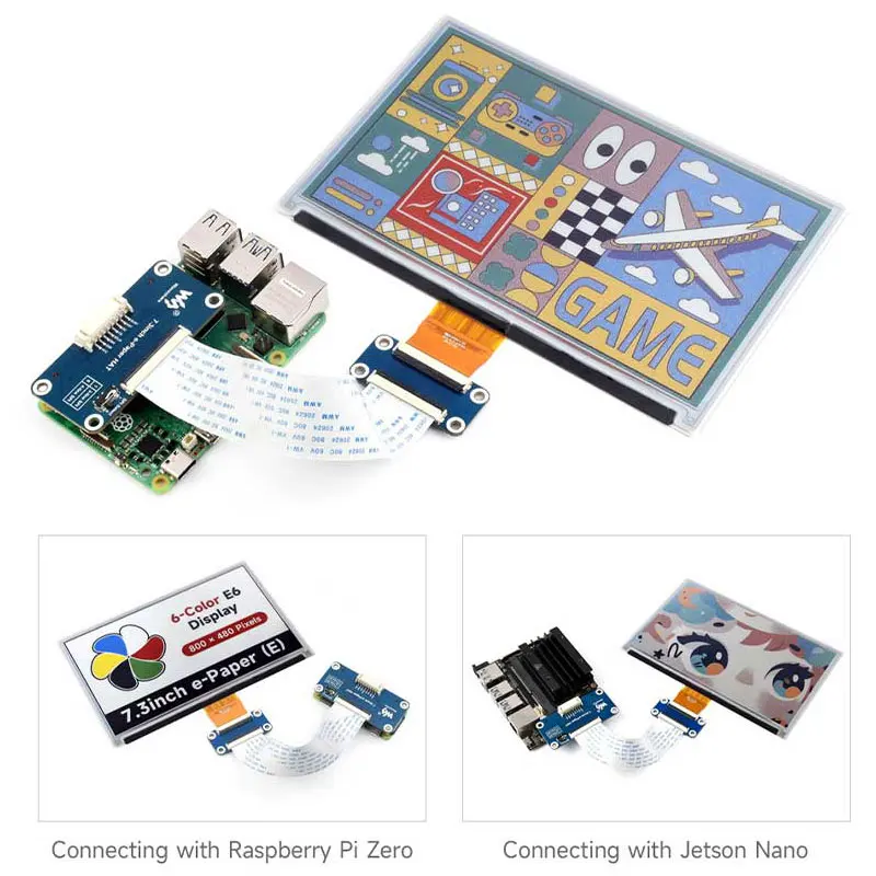 Imagem -06 - Low Power E-ink Display para Arduino Raspberry pi Jetson Stm32 Spotpear Epaper Hate 800x480pixels 7.3 Cores