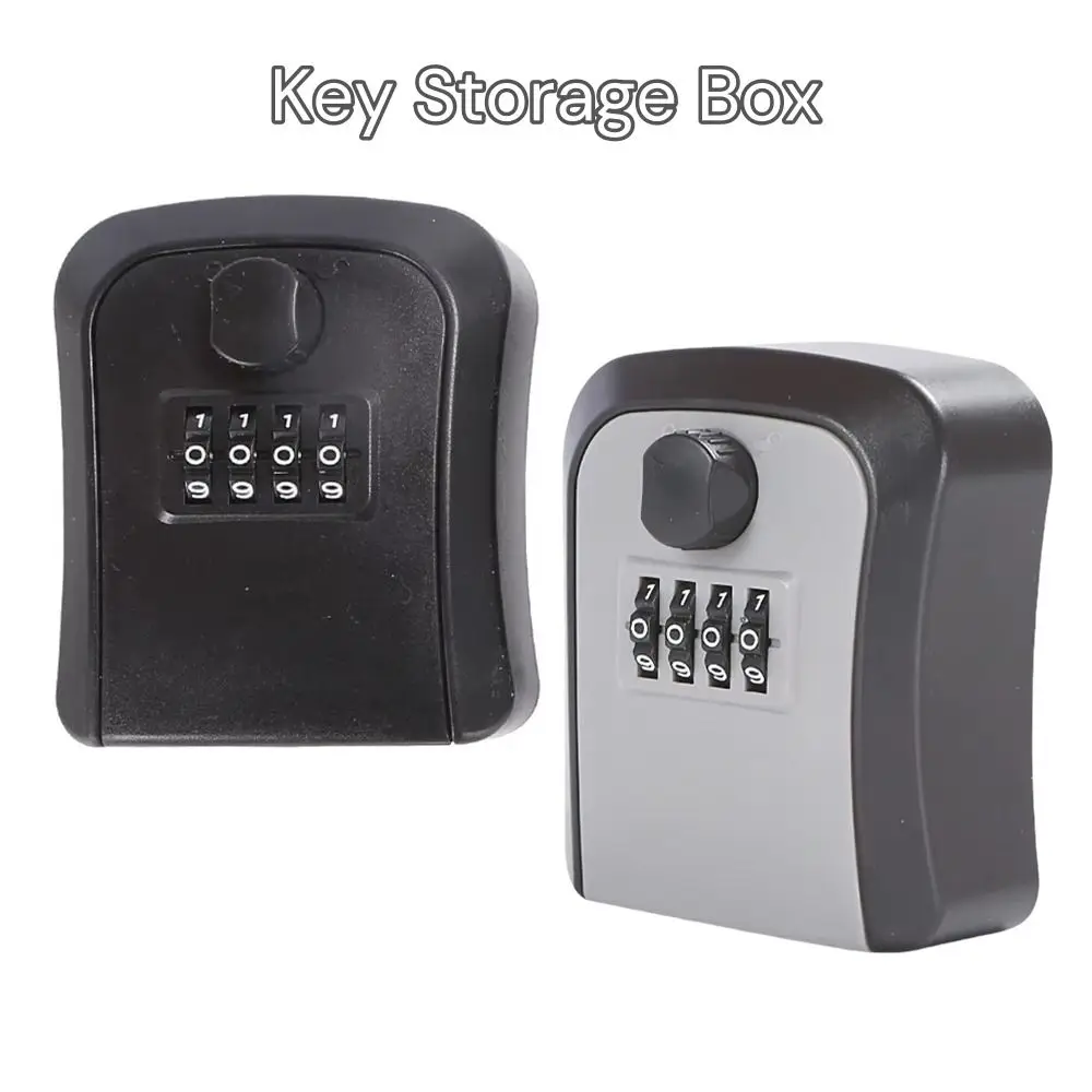 4 Digit Code Key Storage Case Waterproof Locking Turn Knob Password Key Box Hanging Design Key Organizer Box for Home Security