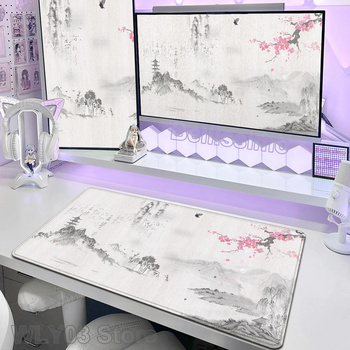 

Pink Cherry Blossoms Mousemat Speed Pad Large Natural Rubber Mouse Pad Game Desk Landscape Painting Mousepad Office Keyboard Mat