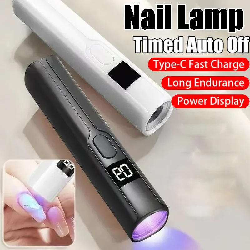 

Mini Gel Nail Lamp Portable Wireless Charging LED Dryer for Fast Curing Includes Flashlight Pen USB Power for Travel Home Use