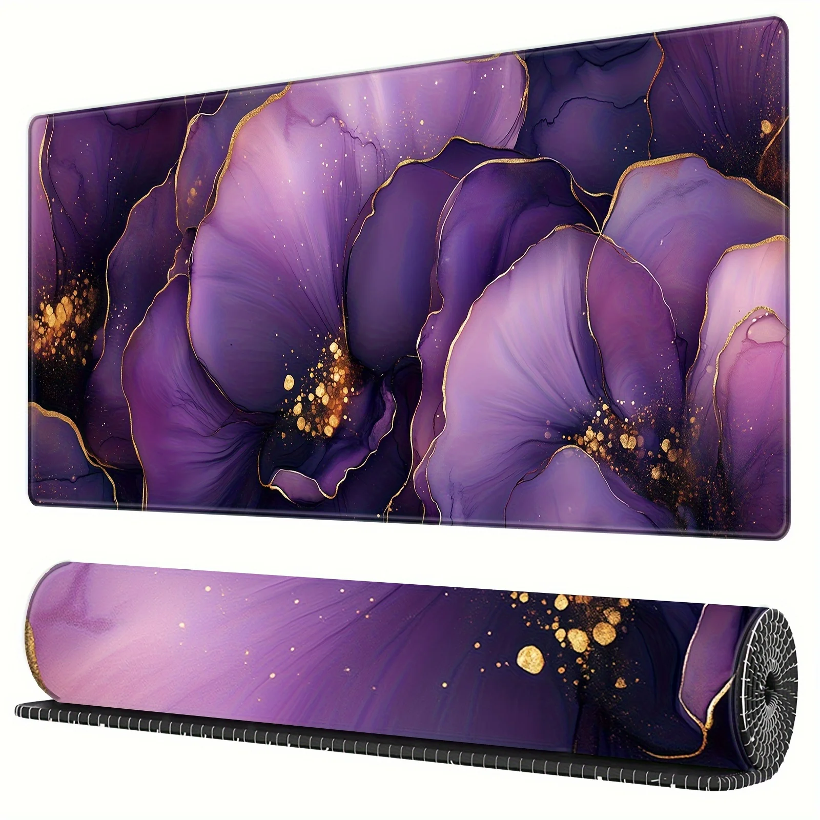 

XXL Purple Marble Gaming Mouse Pad, Anti-slip Rubber Base, Durable Seam Edge, Suitable for Office and Gaming Extended Table Pad