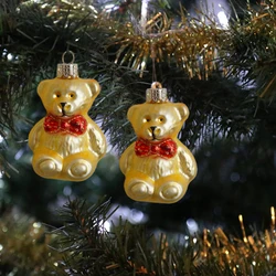 1Pair Bear Christmas Tree Ornaments Glass Bear New year Decorations for Home Cute Decorative Christmas Tree Novelties 2025