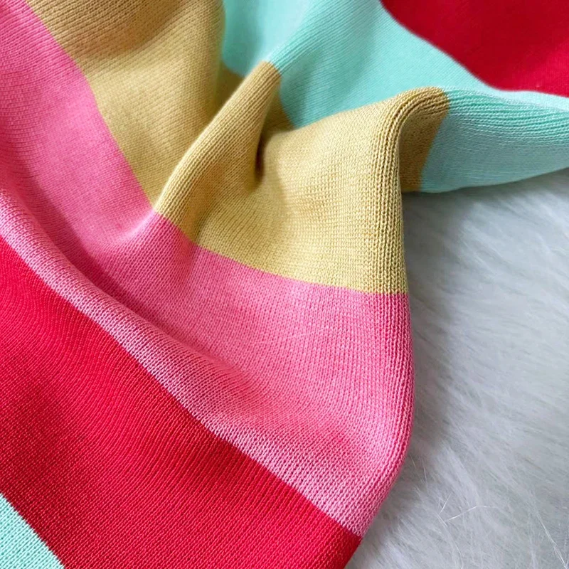 Arc-en-ciel Chic mode Sexy Wrap hanches robe mi-longue femmes Y2K bande tricoté moulante robe d'été Streetwear dames tenues robe d'été