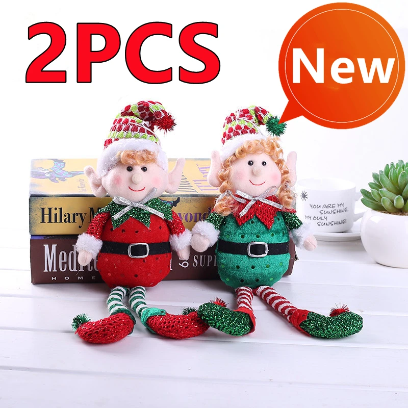 New 2/1Pc Red Green Christmas Decoration Plush Leg Elf Doll Ornaments Boys Girls Elves Toy Doll New Year Navidad Home Decoration